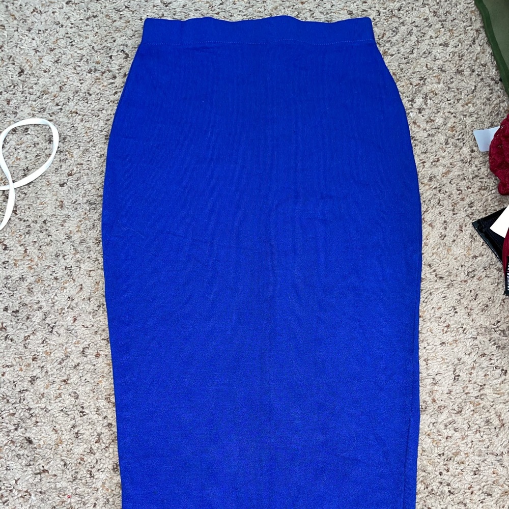 long skirt blue stretch medium